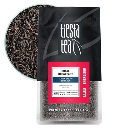 Tiesta Tea - Royal Breakfast, Loose Leaf, Classic English Black Tea, Premium High Caffeine Hot & Iced, Brews up to 200 Cups, 16oz Resealable Bulk Pouch