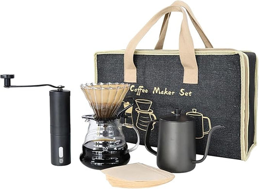 SOTECH Coffee Set Coffee Dripper Server Glass Sharing Pot Pour Over Coffee Kettle Coffee Grinder Coffee Maker Set for Home Outdoor
