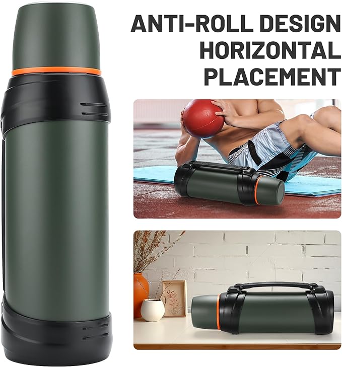 Large Thermosflask- 85oz Stainless Steel Insulated Bottle for Travel with BPA Free Cup - 2.5L Oversized Vacuum Insulated Thermoses with Handle and Strap for Hot & Cold Drinks(Green)