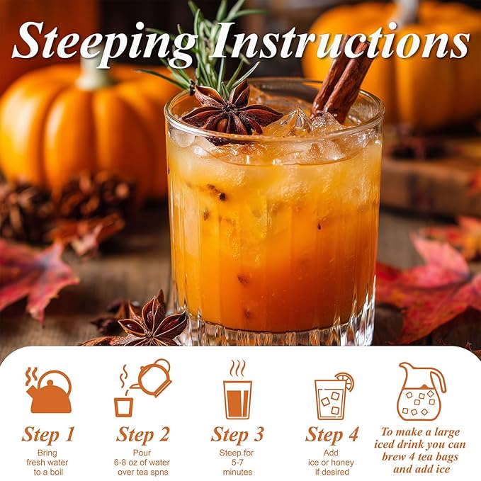 WT WEETEE Pumpkin Spice Black Tea, 100 Count Caffeinated Pumpkin Chai Tea Bags, Warm & Cozy Autumn Blend, Holiday and Fall | Halloween Tea