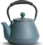 Load image into Gallery viewer, Cast Iron Teapot, 33oz Tea Kettle Stovetop Safe with Infuser for Tea &amp; Coffee, Hand made Japanese Tea Pot Coated with Enameled Interior, Silicone Handle, 950ml Blue