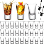 Load image into Gallery viewer, Tebery 30 Pack Shot Glass Bulk Heavy Base, 1.2 Oz Tequila Glass Set with 2 Bottle Pourer, Clear Small Whiskey Shot Glass Cups for Vodka, Liquors, Cocktail, Espressos, Bar