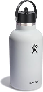 Load image into Gallery viewer, Hydro Flask Water Bottle - Insulated Stainless Steel - Wide Mouth Flex Straw Lid, Non Spill, Leakproof and Refillable in 64 Oz White