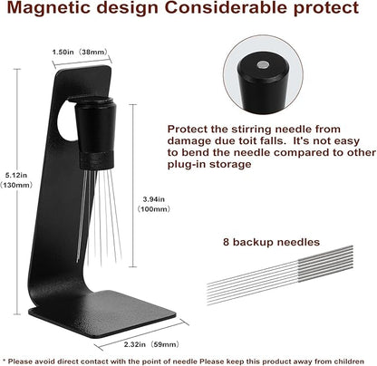 WDT Tools Espresso Puck Screen, 51mm Espresso Accessories Kit - 150μm Puck Screen Set, 0.25mm 316 Stainless Steel 8 Needles Coffee Distribution Stirrer, Portafilter Dosing Ring for Barista Black