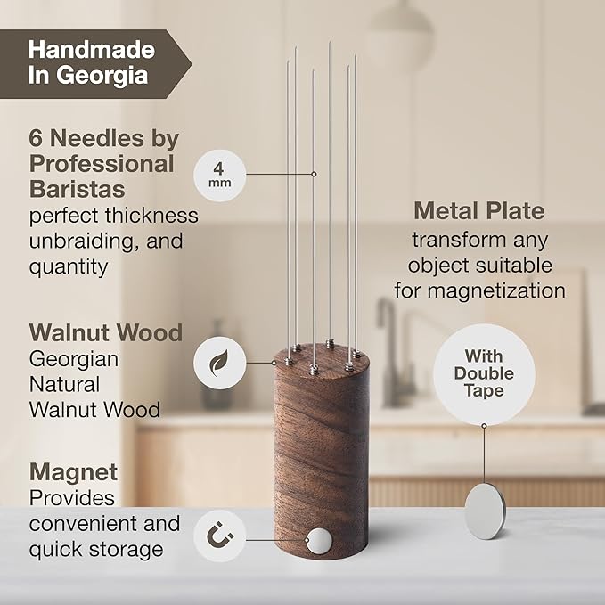 WDT Tool Espresso Stirrers - Coffee Distributor Barista Tools - Espresso Needle Distribution Tool for Coffee Accessories Kit - Walnut Wood Gifts for Coffee Lovers