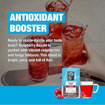 Tiesta Tea - Raspberry Razzle Tea, Loose Leaf, Raspberry Hibiscus Herbal Tea, Premium Caffeine-Free Tea Blend, Make Hot or Iced & Up to 25 Cups, 2 oz Resealable Pouch