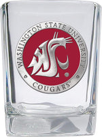 Load image into Gallery viewer, Heritage Pewter Washington State Square Shot Glass | Hand-Sculpted 1.5 Ounce Shot Glass | Intricately Crafted Metal Pewter Alma Mater Inlay