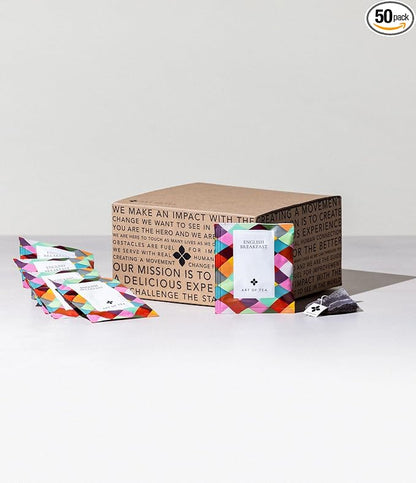 Art of Tea | Organic English Breakfast Tea | 50 Eco Friendly Pyramid Tea Bag Sachet Bulk Box