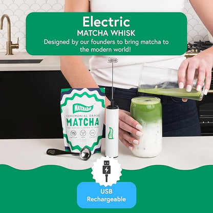 Electric Milk Frother Hand Blender - Stainless Steel Electric Matcha Whisk, Handheld Drink Mixer for Coffee, Greens & Protein - Easy to Clean USB Rechargeable, Dual Speed Immersion Blender