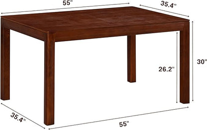 NTC Flow 55 Inch Modern Design, Rectangular Dinner Table for Dining Room, Living Room Furniture, Effortless Assembly, Dark Walnut