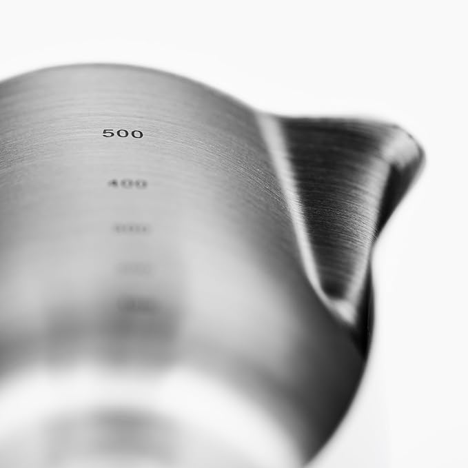 Milk Pitcher – 600ml Polished Stainless Steel, Precision Spout & Handle Alignment, Internal Measurement Markings, Premium 304 Stainless Steel Milk Steaming Pitcher for Latte Art
