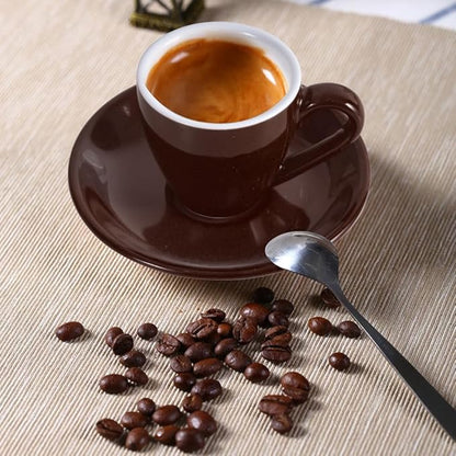 Porcelain Espresso Cup with Saucer, Espresso shot Cup, 80ml/2.7Oz, Brown
