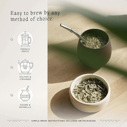 Katú Ka'a Premium Organic Loose-Leaf Raw Yerba Mate Tea, Air-Dried, Unroasted, Smooth Traditional Taste, Natural Energy, 17.6 oz (500g)