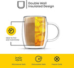 Load image into Gallery viewer, JoyJolt Double Wall Glasses 13.5-Ounce Insulated Mugs Double Walled Glass Cups For Coffee Tea Set of 2