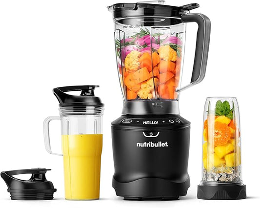 nutribullet® SmartSense Blender Combo, 1400W, 64oz Pitcher, 32oz & 24oz Cups, 5-Speed, Smoothies, Ice and Frozen Fruit, Nut Milk, Soup, Matte Black, NBF50700AK