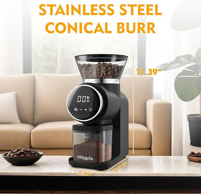 Coffee Grinder Electrical, Conical Burr Coffee Beans Grinder with 30 Grinding Settings, Touchscreen Burr Mill Grinder for Home Use with 2-12 Cups