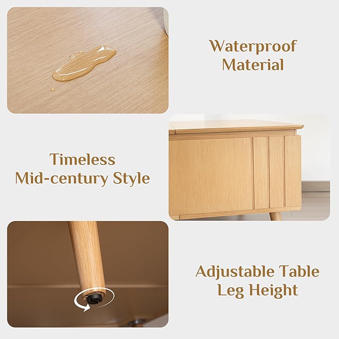 Lift Top Coffee Table, Mid Century Modern Center Table with Large Hidden Storage Compartment, 36" Square Coffee Tables for Living Room, Home Office, Oak