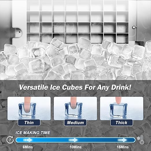 Commercial Under Counter Ice Maker Machine - 120 LBS/Day, Built in Installation, Auto-Clean,Reversible Door, Built 25LBS Ice Storage, Stainless Steel Ice Machine for Home & Business Outdoor Use