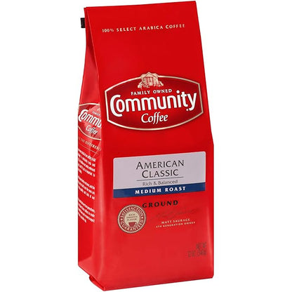 Community Coffee American Classic, 72 Ounces Ground Coffee, Medium Roast, 12 Ounce Bag (Pack of 6)