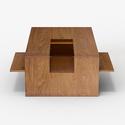 Coffee Table with LED Lights, 51" Modern Rectangular Living Room Center Table with Storage Shelves & Hidden Compartment, Stylish Tea Table for Apartment, Home, Office