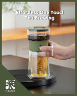 Load image into Gallery viewer, ZENS Modern Glass Infuser Teapot, Smart One Touch Tea Maker for Loose Tea Diffusers with Insulated Mug and Portable Case, Enchanted Teapot Alternatives for Tea Lover Gifts