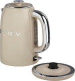 Load image into Gallery viewer, Servappetit Retro Serv Electric Kettle – 1.7L Stainless Steel Water Boiler with 360° Swivel Base, Clear Water Level Indicator