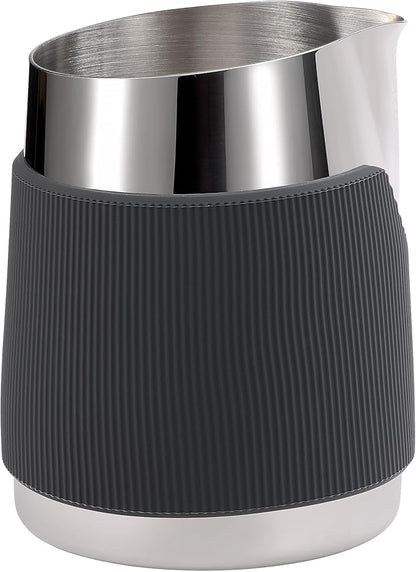 Normcore Handleless Milk Frothing Jug, Milk Pitcher 15.2 oz, Milk Frother Steamer Cup Stainless Steel Espresso Cup, Round Spout, Silver, 450 ml
