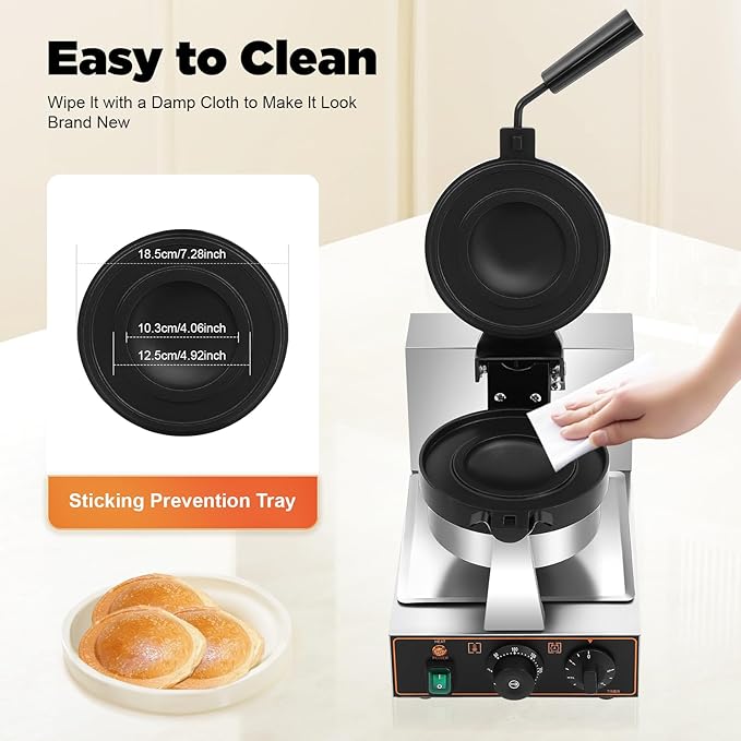 Burger Waffle Maker,Commercial Electric Burger Panini Maker Machine,Non Stick Waffle Press Machine with Time & Temp Control Stainless Steel Material for Home Kitchens Breakfast Shops Schools