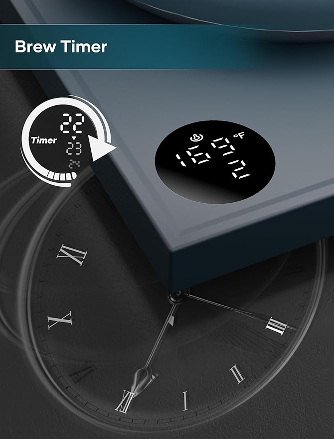 Electric Kettle, Gooseneck Electric Kettle, ±1℉ Precise Temperature Control, Stainless Steel Interior, Quick Heating for Pour Over Coffee, Tea & Boiling Water, 0.9L (Navy Blue)