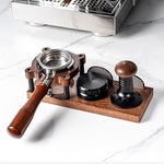 Load image into Gallery viewer, Solid Wood Espresso Tamping Station - Adjustable Height 51-58mm Coffee Tamper &amp; Portafilter Holder, Non-Slip Multi-Functional Espresso Organizer for Coffee Accessories Storage，Portafilter Holder