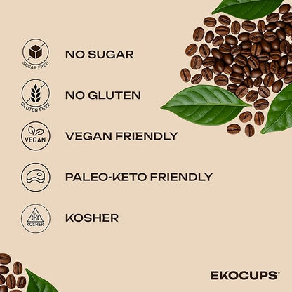 EKOCUPS Organic Swiss Water Decaf Medium Roast Coffee Pods, 30% More Coffee Per Cup, Fair Trade Decaffeinated Coffee for Keurig K Cup Machines, Recyclable Pods, 40 Count