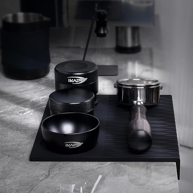 IKAPE Espresso Tamping Mat, Food Grade Silicone Coffee Tamper Mat, Portafilter Tamp Mat Espresso Accessory For Baristas, Waterproof Heat Resistant Tamping Pad Mat for Counter