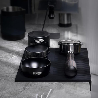 IKAPE Espresso Tamping Mat, Food Grade Silicone Coffee Tamper Mat, Portafilter Tamp Mat Espresso Accessory For Baristas, Waterproof Heat Resistant Tamping Pad Mat for Counter