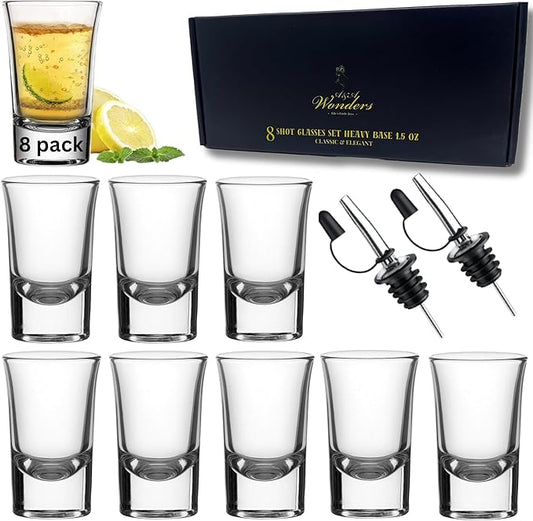 A&A Wonders 1.5 Oz Shot Glasses Set Of 8 With Heavy Base - Shot Glass Set, Weighted shotglass - For Vodka Tequila Shot Glasses Gift Box (Set of 8)