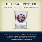 Load image into Gallery viewer, Heritage Pewter Florida State University Square Shot Glass | Hand-Sculpted 1.5 Ounce Shot Glass | Intricately Crafted Metal Pewter Alma Mater Inlay