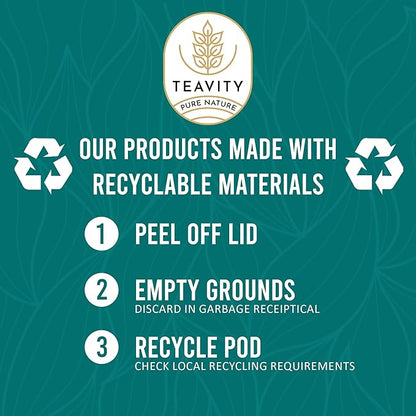 Organic Yerba Mate Refreshing Mint Tea Pods - Naturally Caffeinated Yerba Mate Tea Pod for Keurig Brewers by Teavity (36 Tea Pods)