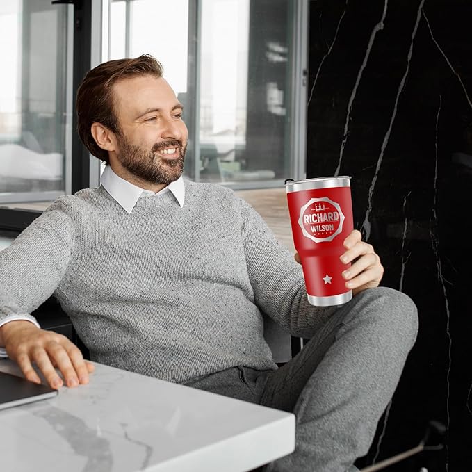 Personalized Tumbler with Pictures Text Name, Custom Double Wall Insulated 20oz Coffee Tumbler, Personalized Gifts for Women Men Friend, Christmas Gifts w/Lid (30oz Engraved)