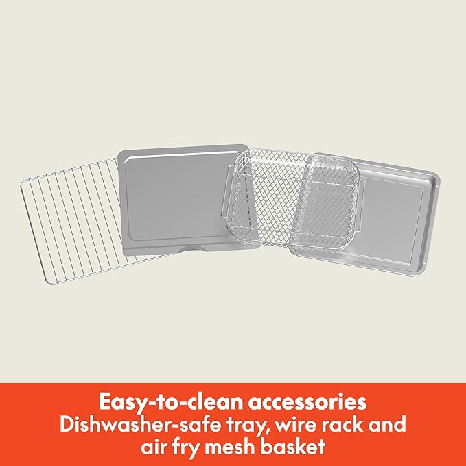 bella Air Fry Toaster Oven, 7 Preset Cooking Options, Dishwasher-Safe EverGood Coated Trays Included, 60-Minute Auto Shutoff w Audible Timer, Power Indicator Light, 1700 Watt, Blossom