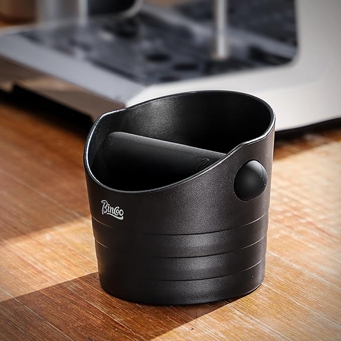 Bincoo Mini Coffee Knock Box 4.5 Inch - Espresso Accessories for Coffee Grounds Container - Multifunctional, Suitable for Home & Bar(Black)