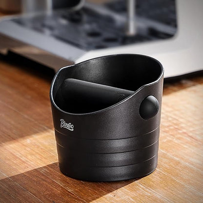 Bincoo Mini Coffee Knock Box 4.5 Inch - Espresso Accessories for Coffee Grounds Container - Multifunctional, Suitable for Home & Bar(Black)