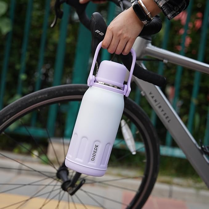 BJPKPK Insulated Water Bottle 50oz BPA Free Stainless Steel Water Bottles with Handle and Lid Travel Metal Thermal Flask,Purple Pearl