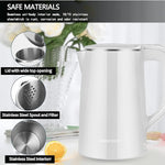 Load image into Gallery viewer, 1.7L Electric Kettle Quiet, Double Wall Hot Water Boiler BPA-Free, Quiet Boil and Cool Touch Tea Kettle, Cordless with Auto Shut-Off &amp; Boil Dry Protection, 1500W Fast Boiling, White