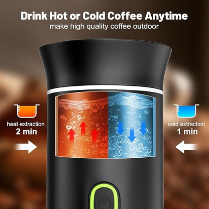 Portable Electric Espresso Maker, 20 bar Mini Travel Coffee maker, Expresso Coffee Machines with USB-C,3-in-1 Car Coffee Maker Self-Heating, Ground Coffee & Capsule(Ns&DG) for Office, Camping, RV