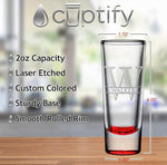 Load image into Gallery viewer, Personalized Shot Glasses Set of 25 Red Bottom Custom 2 oz Cordial Shot Glass Initial and Name for Gifts, Weddings, Birthdays, Party, Event, Decorations