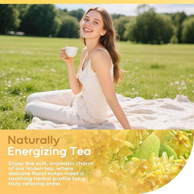 FullChea - Linden Tea, 36 Teabags, Linden Leaf and Flower - Natural Tilo Tea - Non-GMO - Caffeine-free - Support Respiratory & Boost Immune System