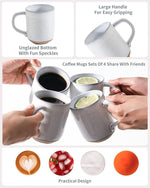 Load image into Gallery viewer, HASENSE Coffee Mugs, 12 OZ Coffee Cups Ceramic Set of 4 with Handle and Speckled Patterns for Man Woman, Vintage Stoneware Porcelain Coffee Cups Set for Tea, Cocoa, Milk, Latte and Cappuccino - White