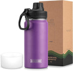 Load image into Gallery viewer, koodee Kids Water Bottle-16 oz Stainless Steel Double Wall Vacuum Insulated Water Bottle for School, Reusable Wide Mouth Sports Water Flask with Leakproof Spout Lid-BPA Free(Purple)