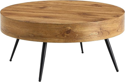31.5'' Modern Round Coffee Table MDF Desktop with Metal Legs for Living Room Dining Room Bedroom Office