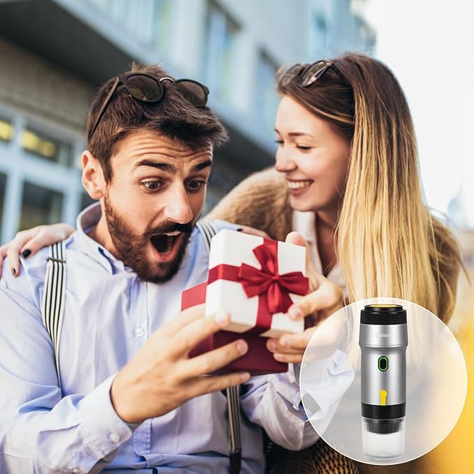 Portable Espresso Machines, Electric Espresso Maker with Self-Heating, USB-C & Car Charger, 20 Bar Mini Coffee Maker With NS Capsule & Ground Coffee for Camping, Hiking, Travel, Office, Silver