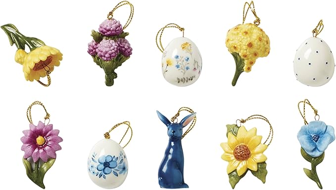 Lenox 893393 Floral Easter 10-Piece Ornament Set, Spring Home Decor